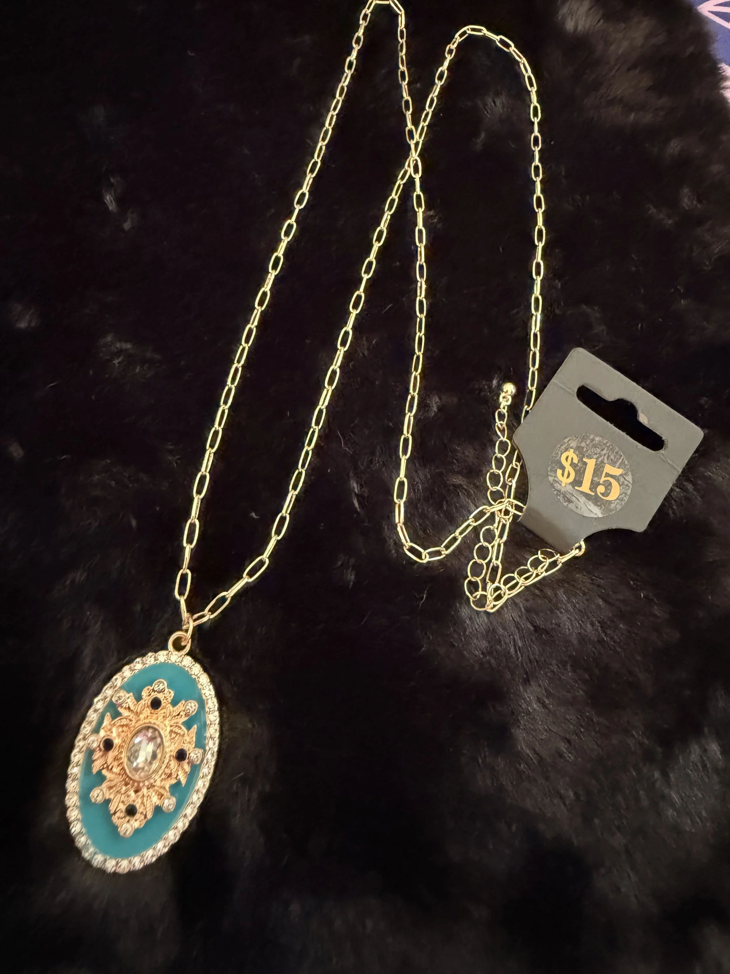 Teal and Gold Necklace