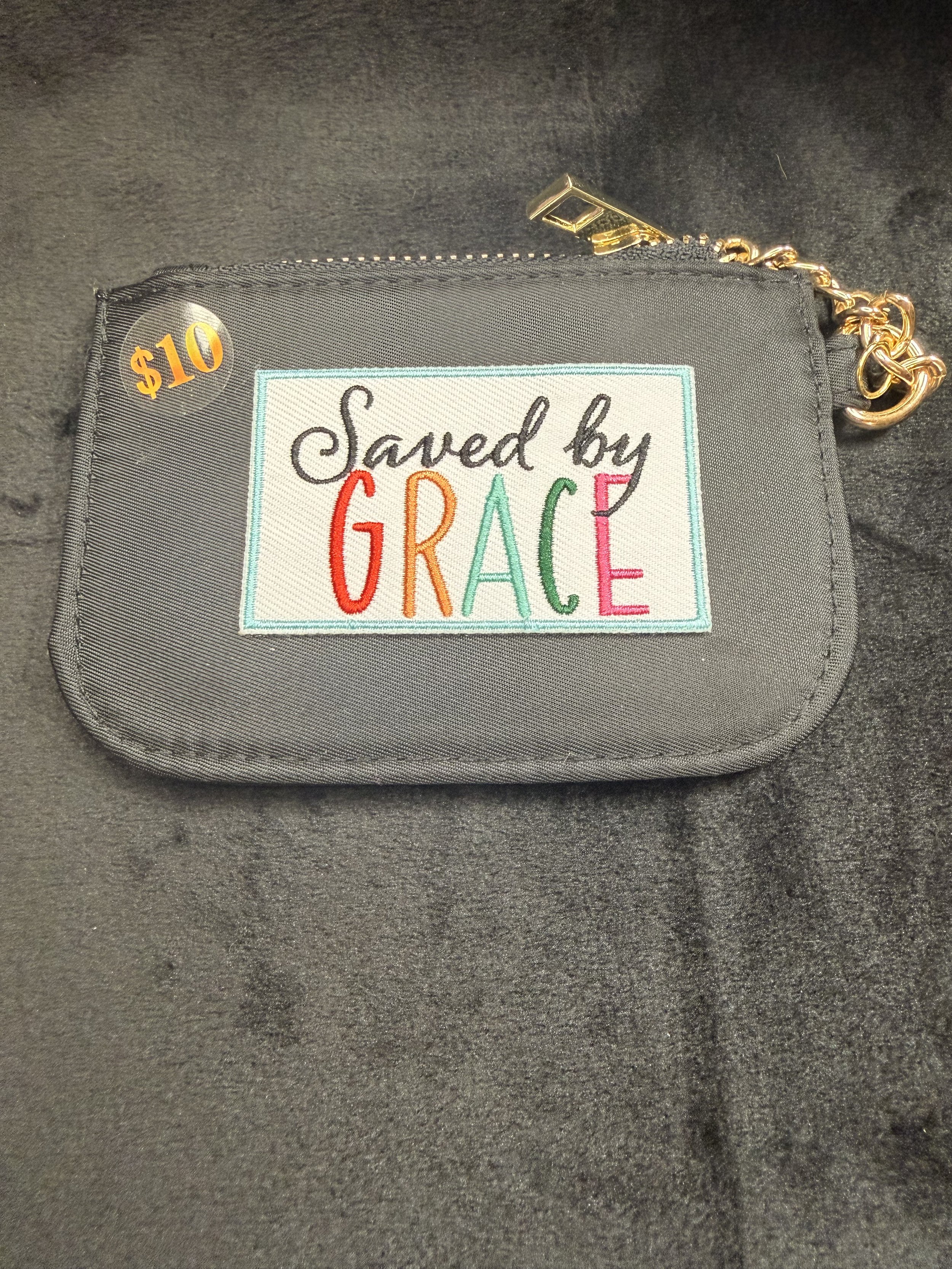 Black Saved by Grace Wallet Keychain