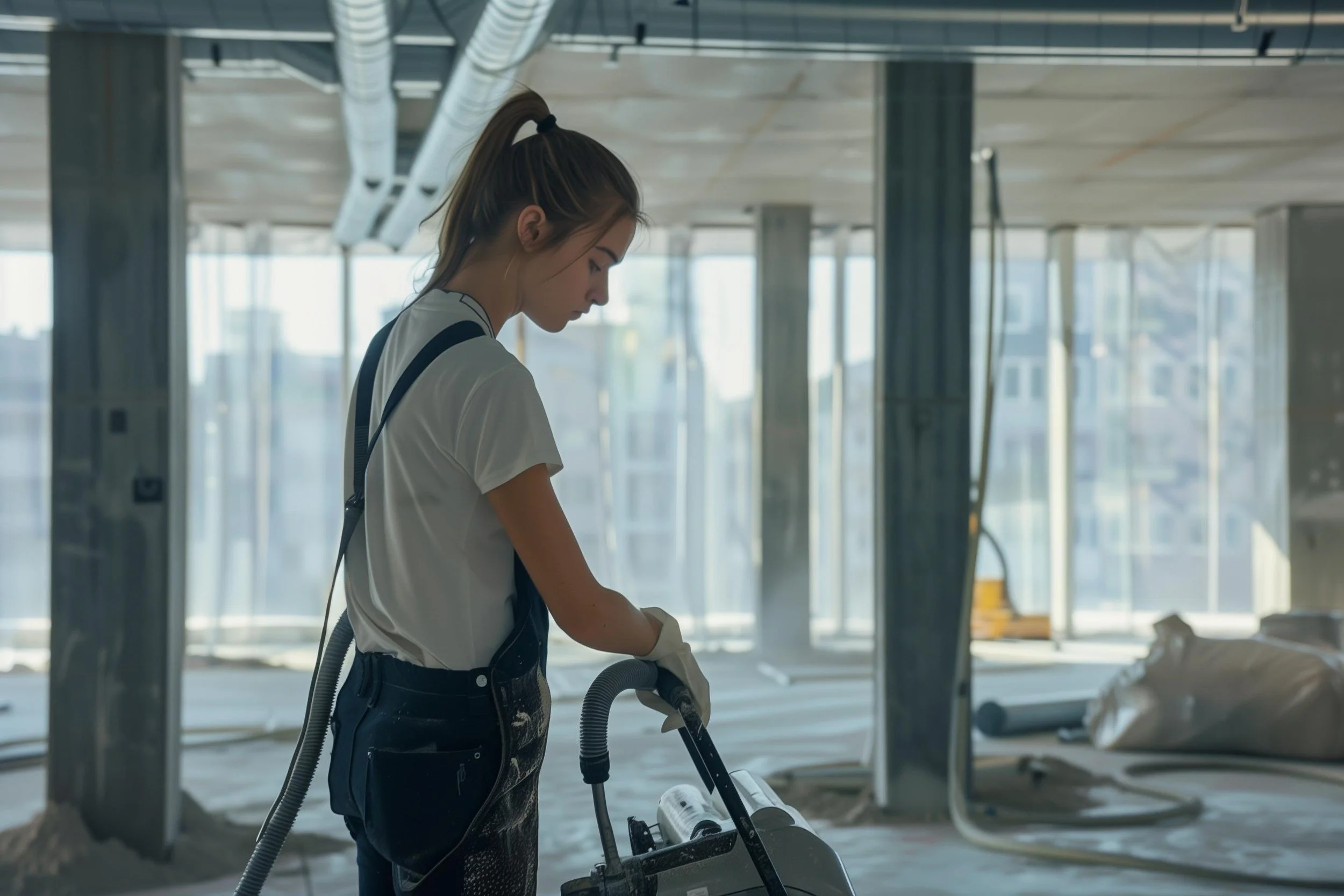 construction cleanup with industrial vacuum