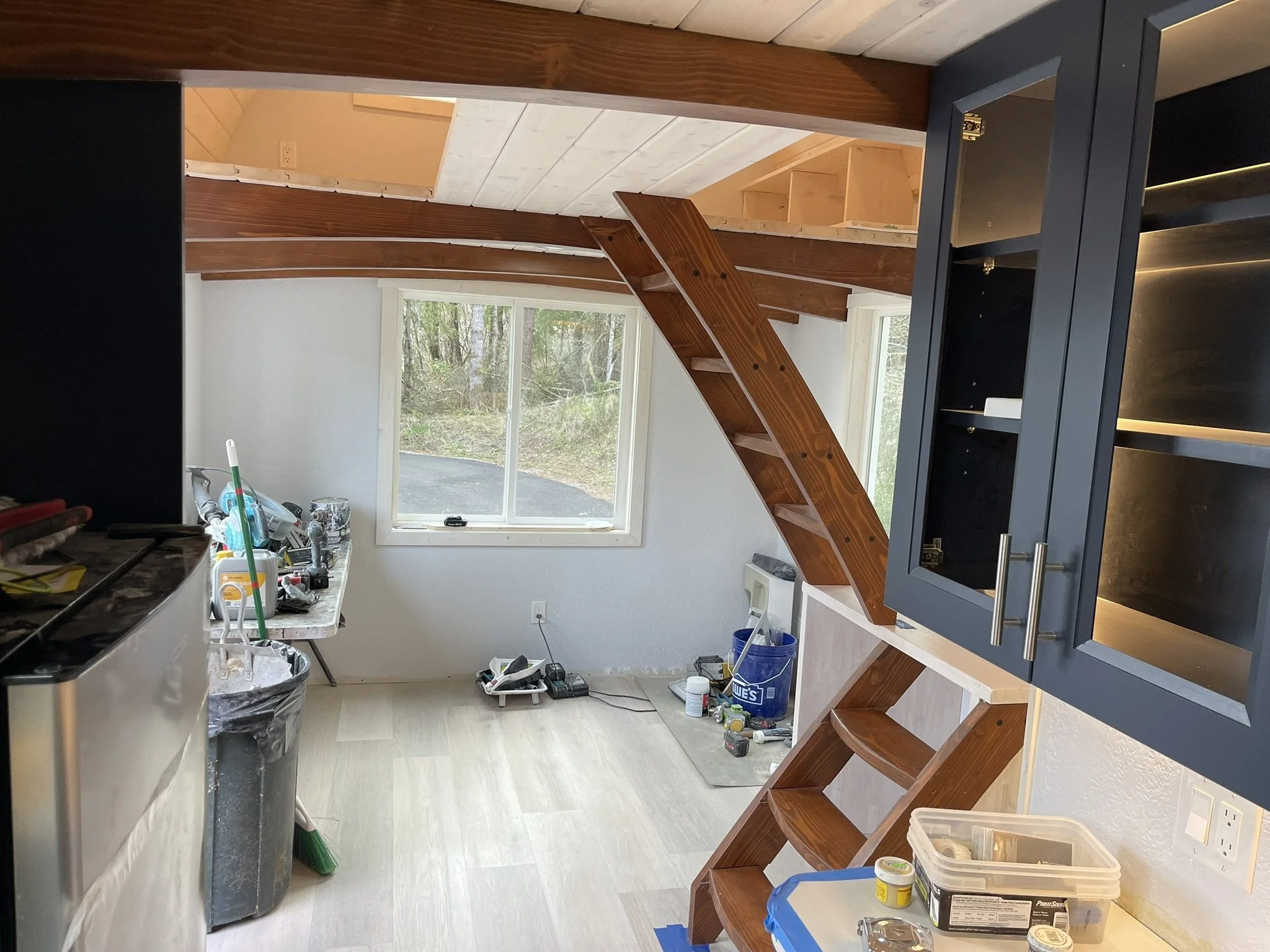 View of Steps Looking Out in Living Room Area From The Kitchen (Photo Taken During Construction Phase)