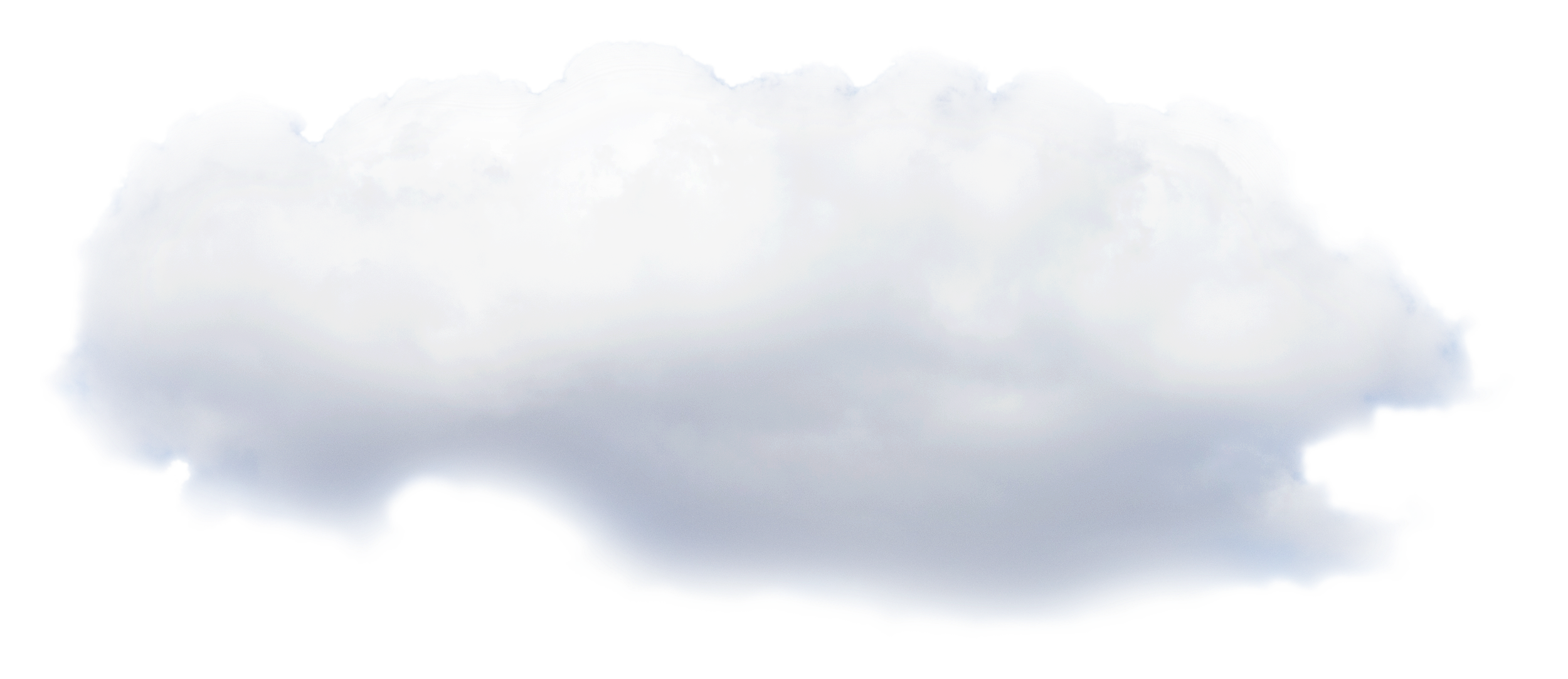 A large, fluffy white cloud isolated on a transparent background.