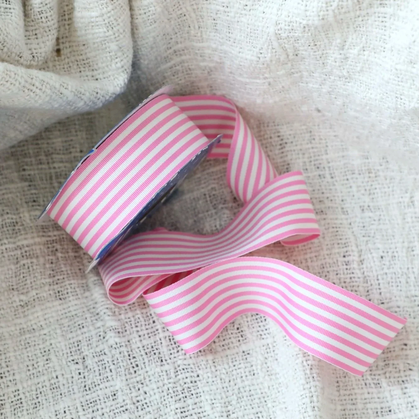 Ribbon - Pink & White Stripe