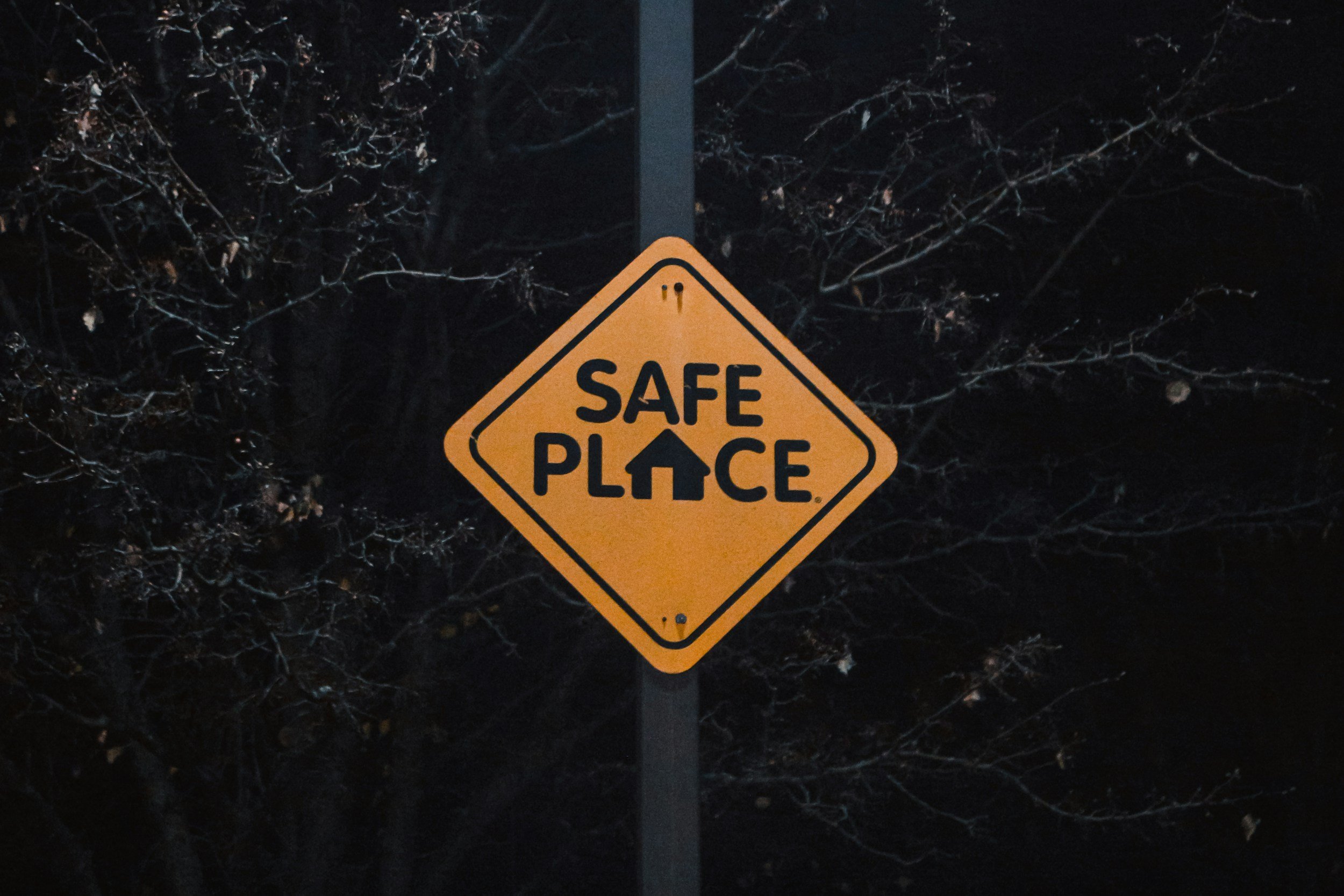 Road sign of safe place