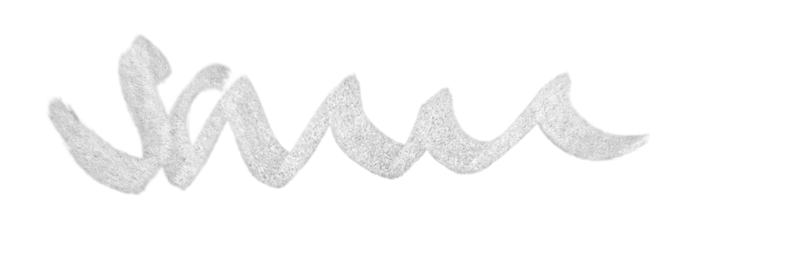 Close-up of a white, textured, cursive handwritten-style logo or wordmark on a black background.