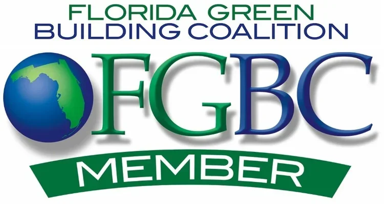 Logo for the Florida Green Building Coalition with a globe graphic and text indicating FGB Member.