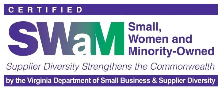 Certified SWaM logo indicating small, women, and minority-owned business certification by the Virginia Department of Small Business & Supplier Diversity.