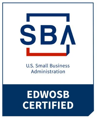 U.S. Small Business Administration (SBA) logo with text indicating EDWOSB certification.