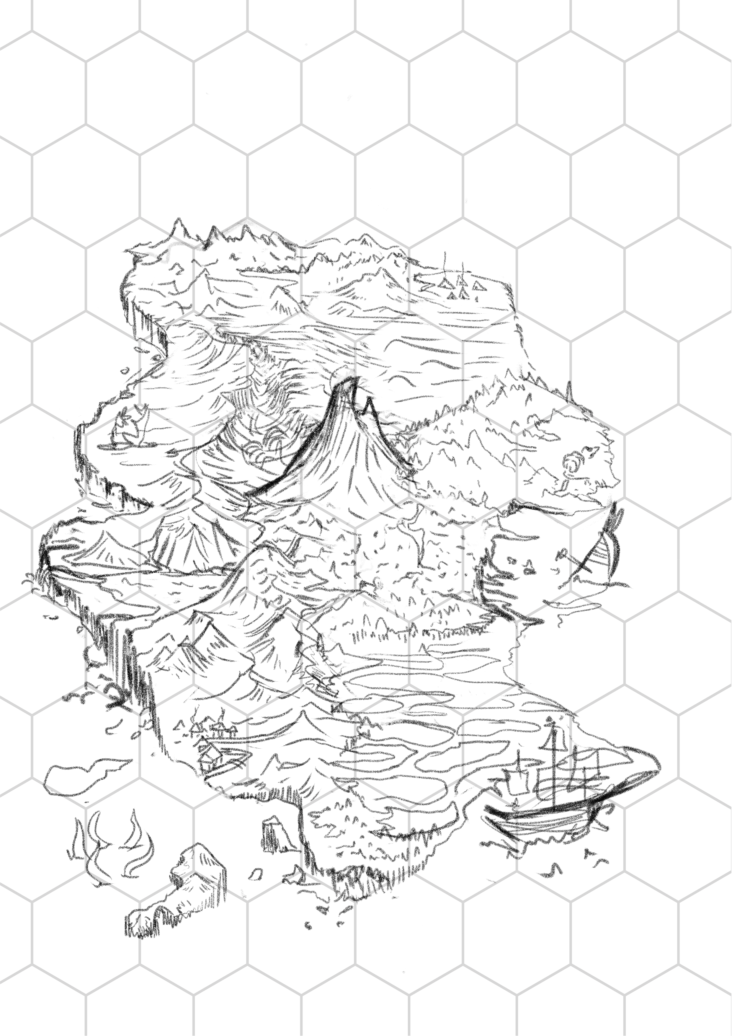 I added Devil's Ridge as a center-point landmark, and changed some of my forests into sand dunes and deserts while still keeping the Great Forest and the Boggy Marshlands.