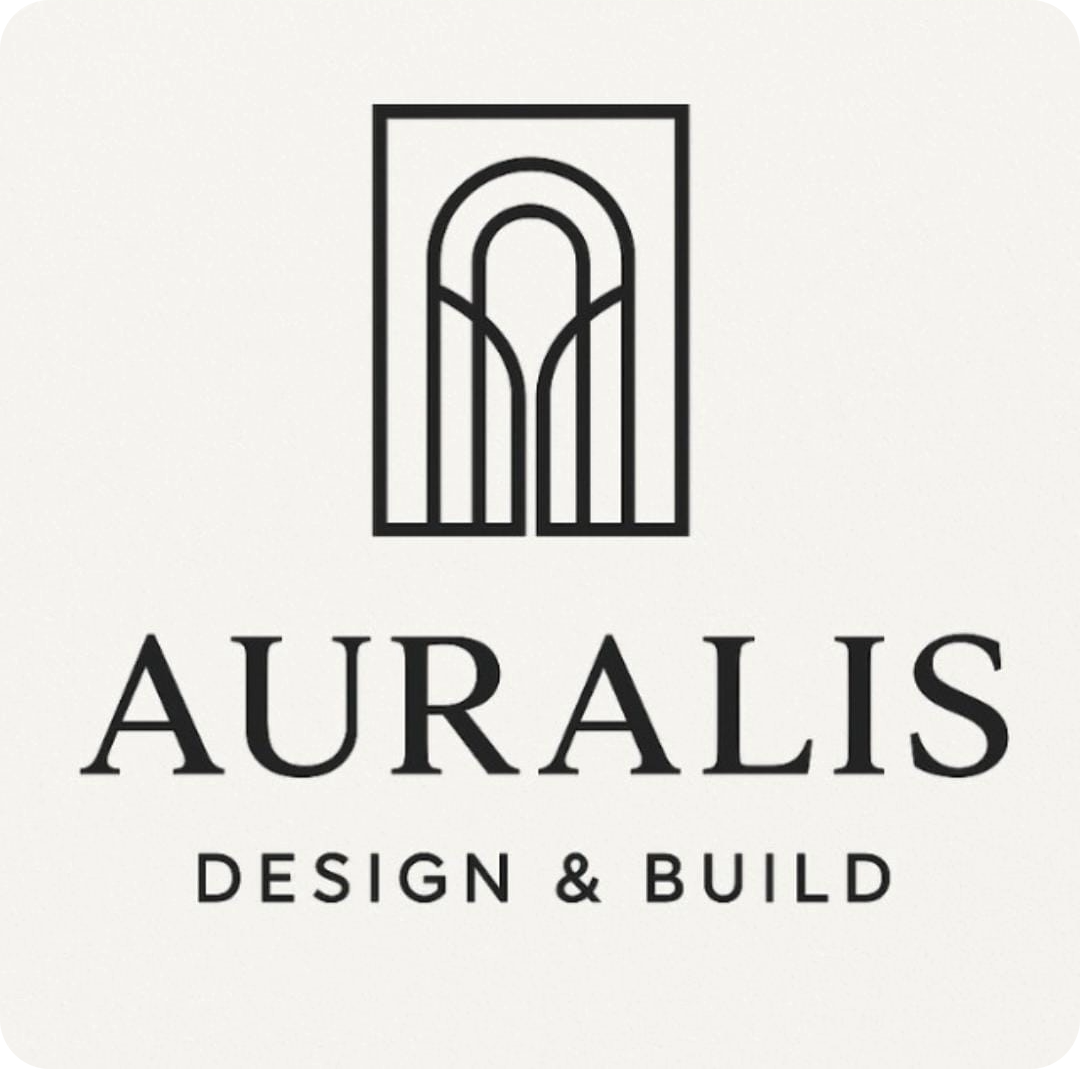 Logo for Auralis Design & Build with a stylized window or arch design above the text.