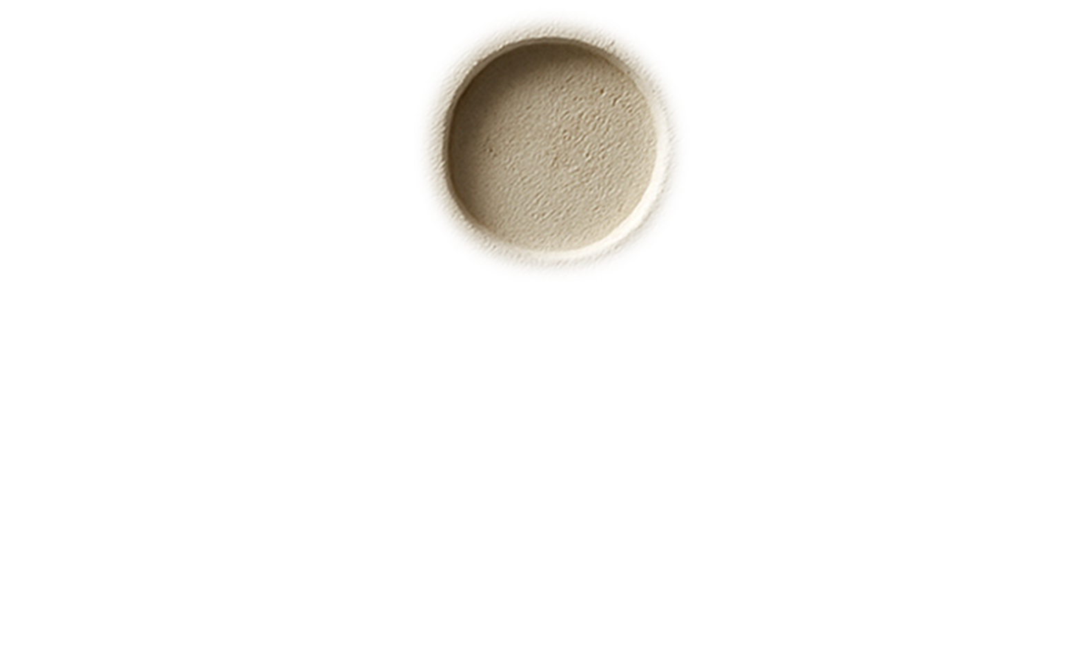 Top-down view of a beige round pill container with a textured surface, empty inside, on a transparent background.