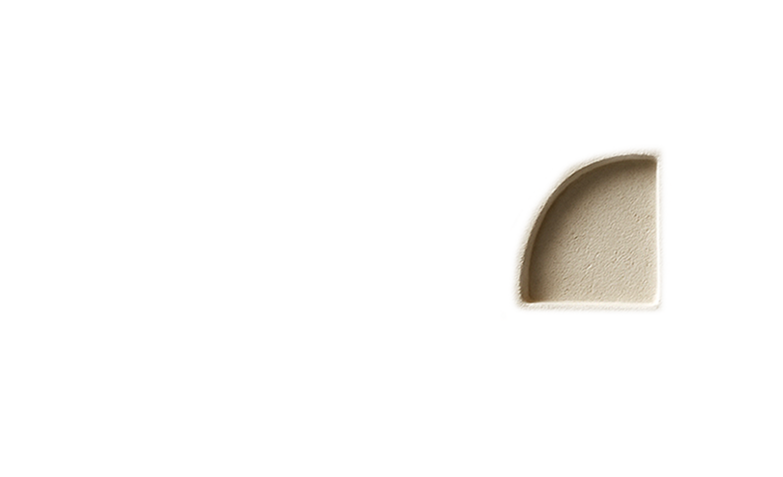 A white box of half-moon shaped dry wall corner bead with textured surface.