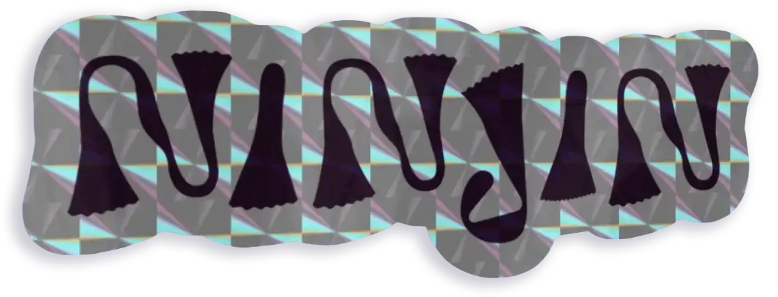 de tekst 'suspend' in spiegelbeeld, op een kleurrijke achtergrond