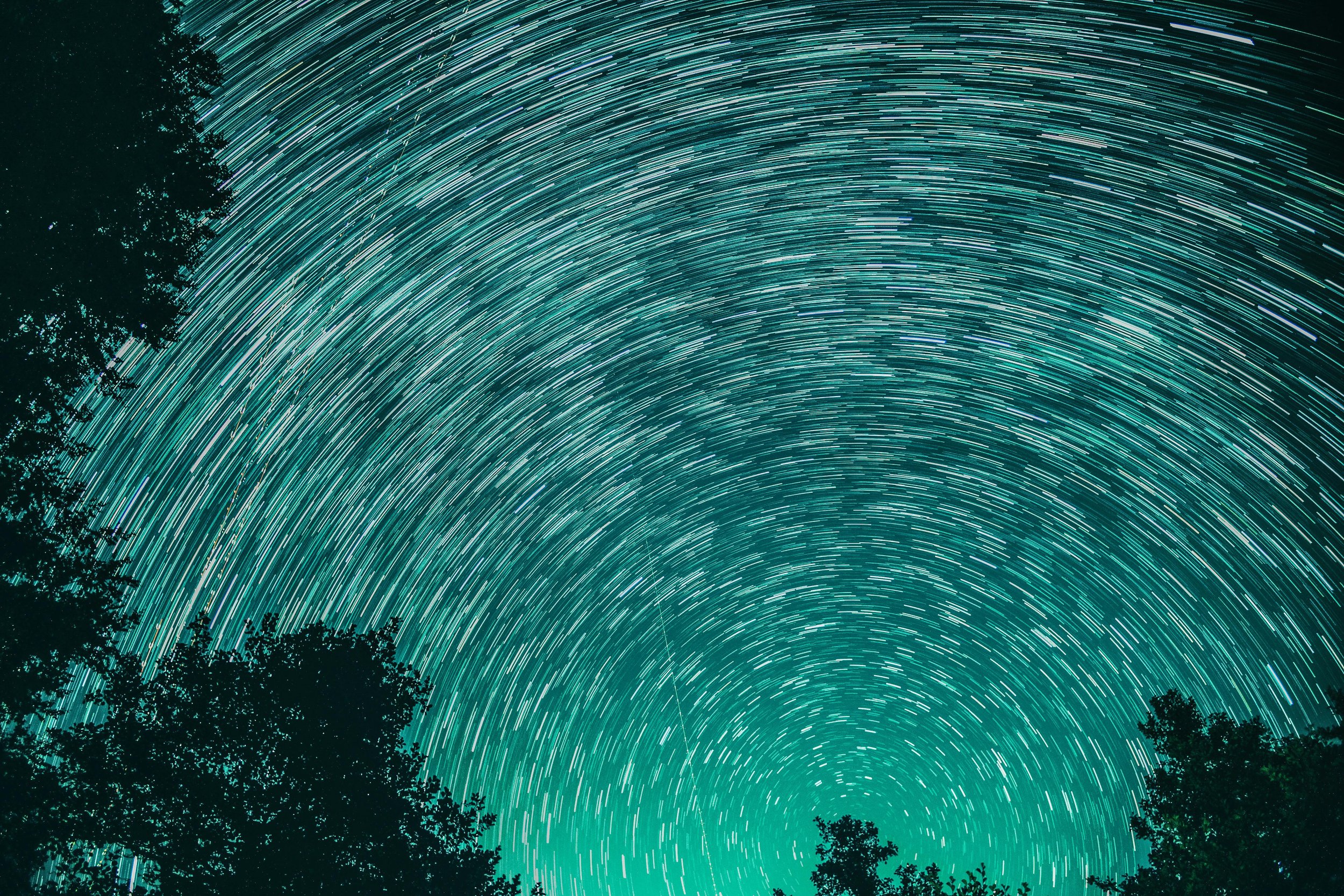 Long exposure of night sky with stars