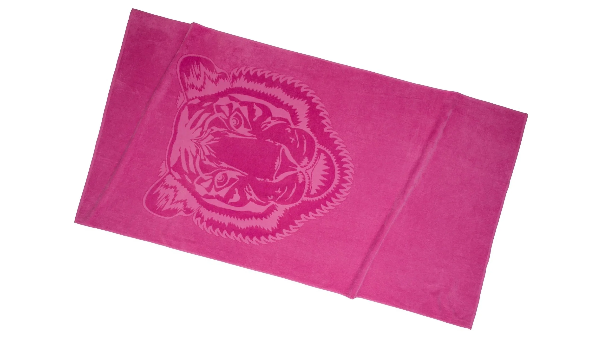 Tissu rose avec un dessin d'un tigre en blanc