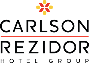 Logo of Carlson Rezidor Hotel Group with a red and yellow stylized flower above the company name