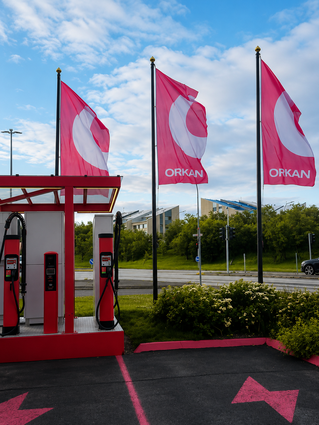 Sérprentaðir fyrirtækjafánar fyrir Orkuna – LXB