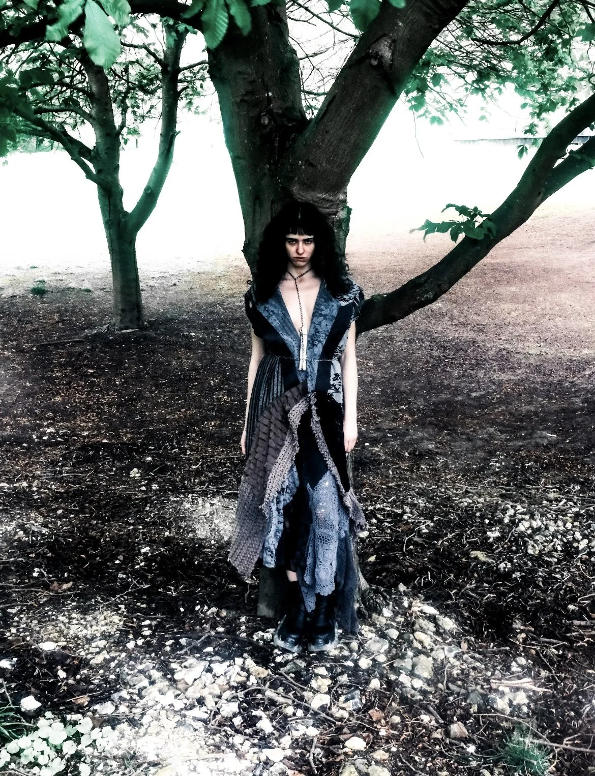 Sleeveless Multi-Fabric Coat