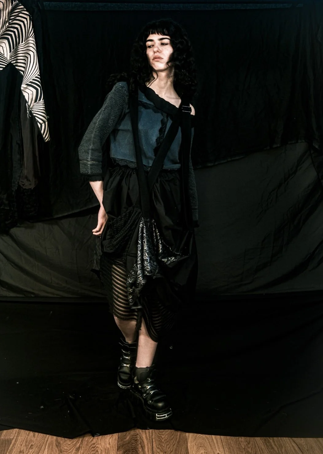 Black Bubble Skirt With Straps