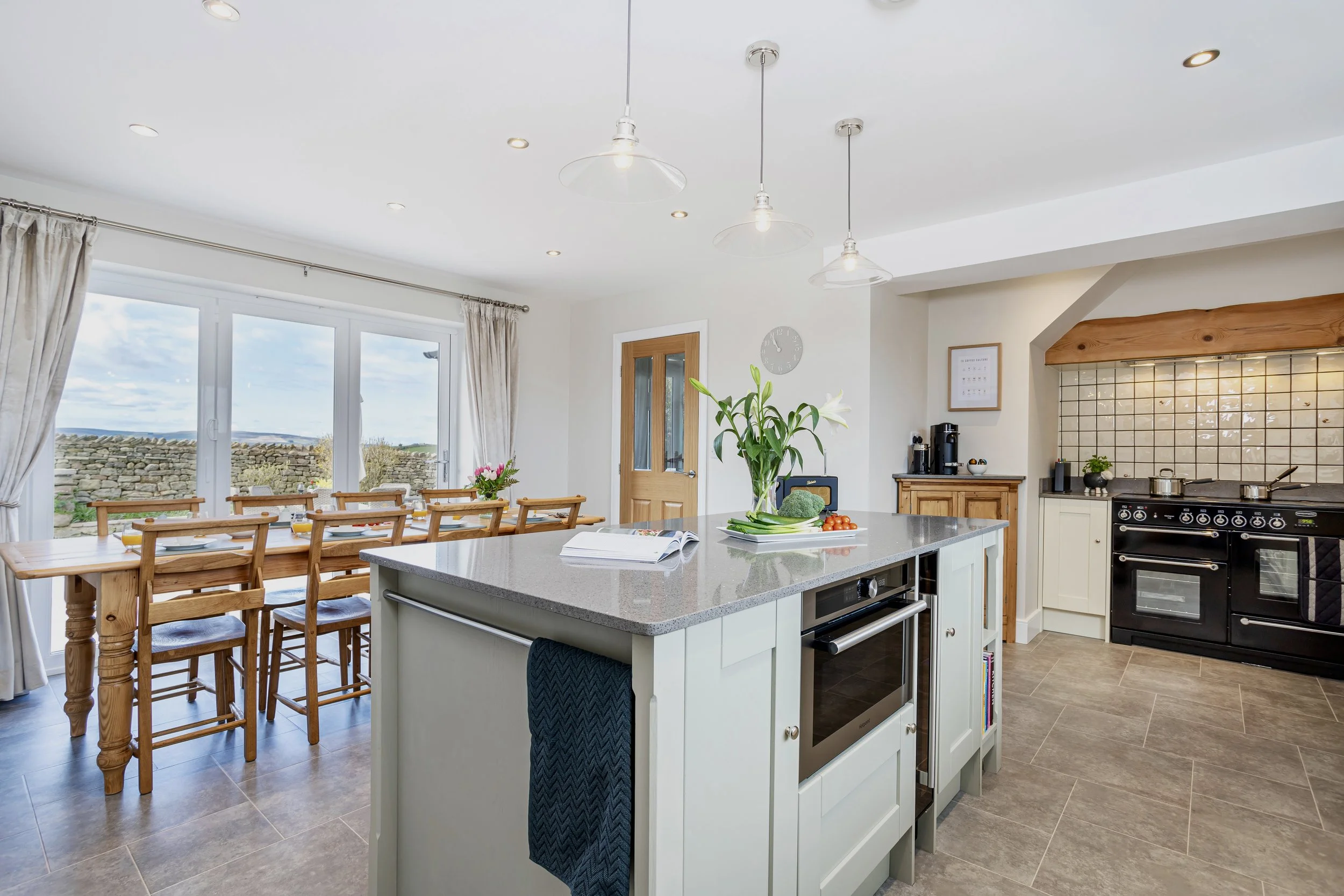 Kitchen with LVT flooring, spacious floor areas