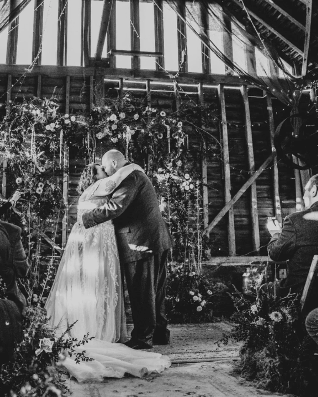 J U S T  M A R R I E D 🤍

There truly is no greater feeling. We adore this photo of C &amp; M, surrounded by our loved ones and the most incredible floral displays.

And can we talk about the sunshine beaming through The Granary walls? 

Pure magic 
