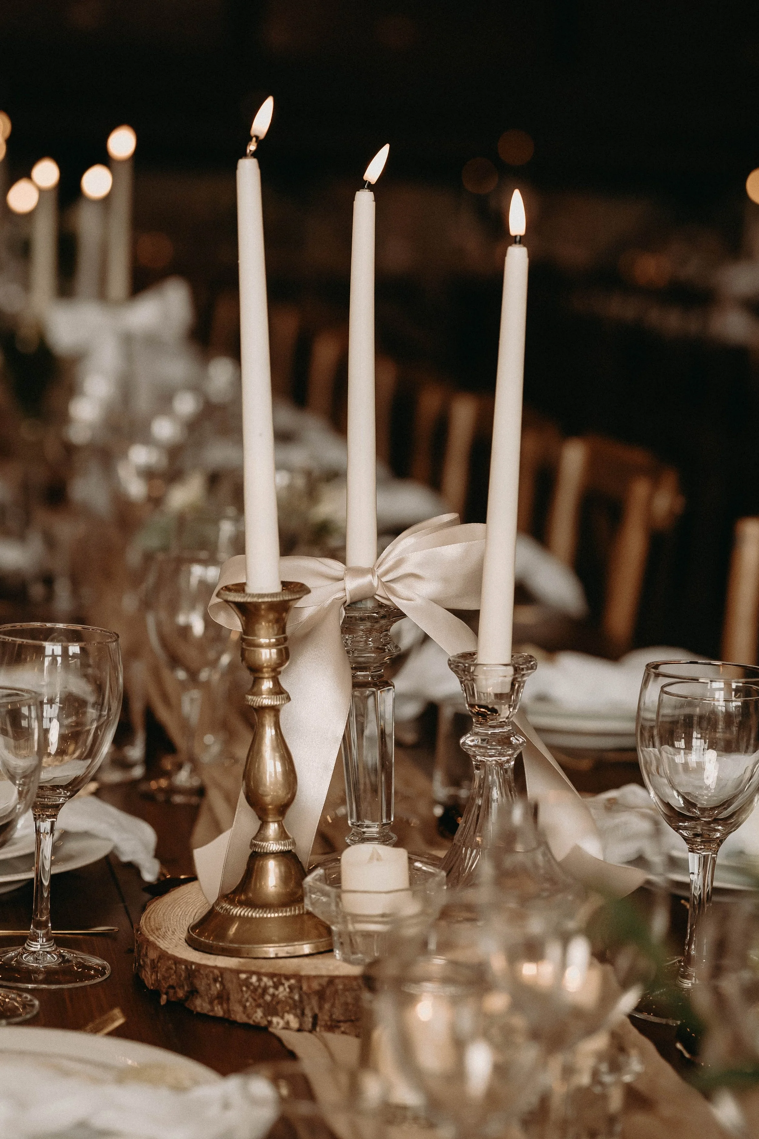 Selection of  brass candlesticks | £3.50 each including LED taper candle | 47 available 