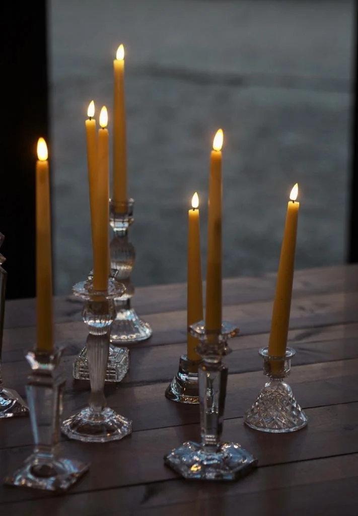 Vintage candlestick holders | £3.00 each including LED taper candle | 45 available 