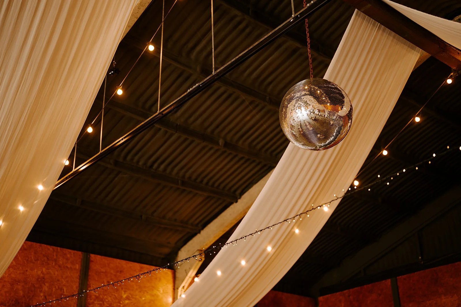 Disco ball & drapes (either black or white) package | £300.00