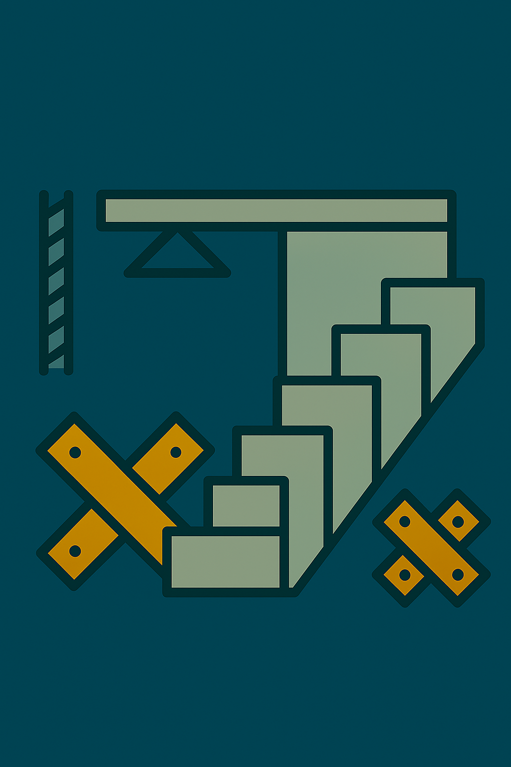Ilustración minimalista de una estructura de gráficos que representa aumento de costos o gastos, con porcentajes y notas de advertencia.