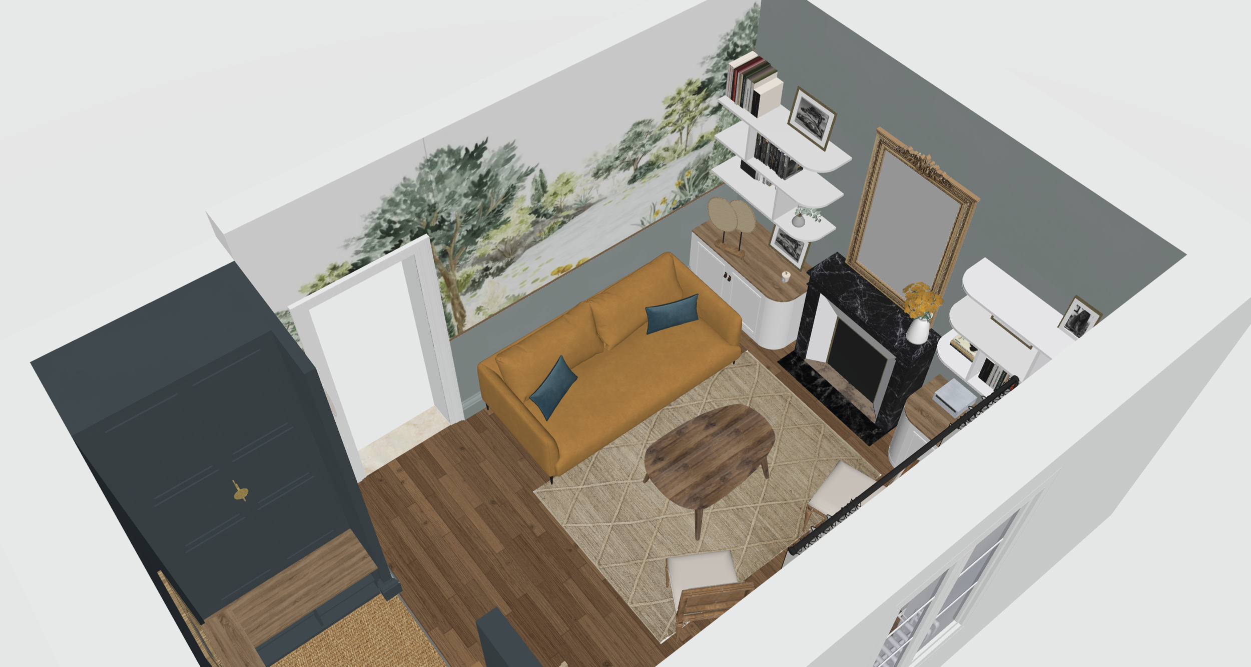 Aménagement entrée et salon attenant, décoration chaleureuse et cosy