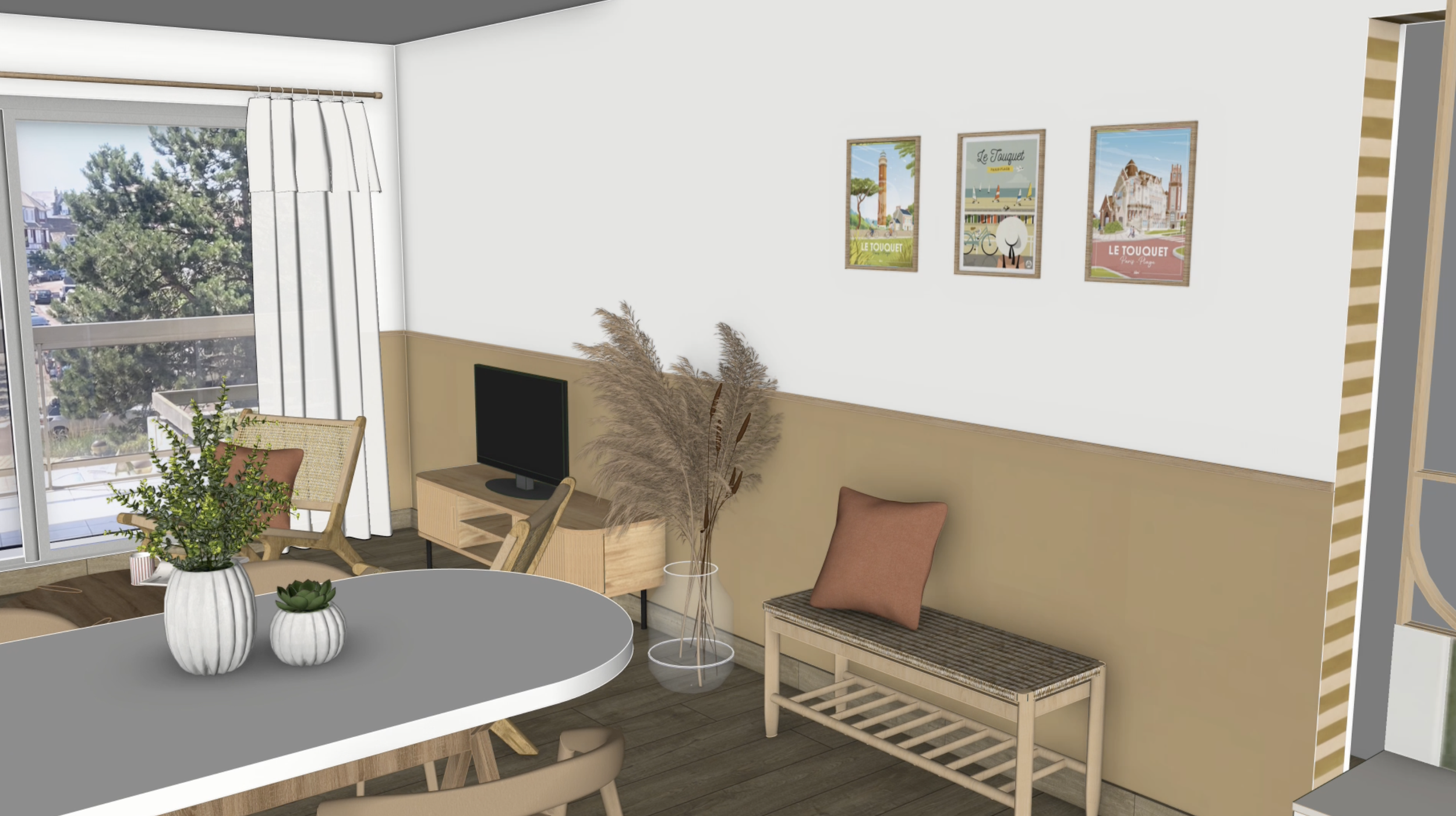 Rénovation salon chaleureux et cocoon appartement bord de mer Le Touquet