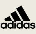 Black Adidas logo on a white background