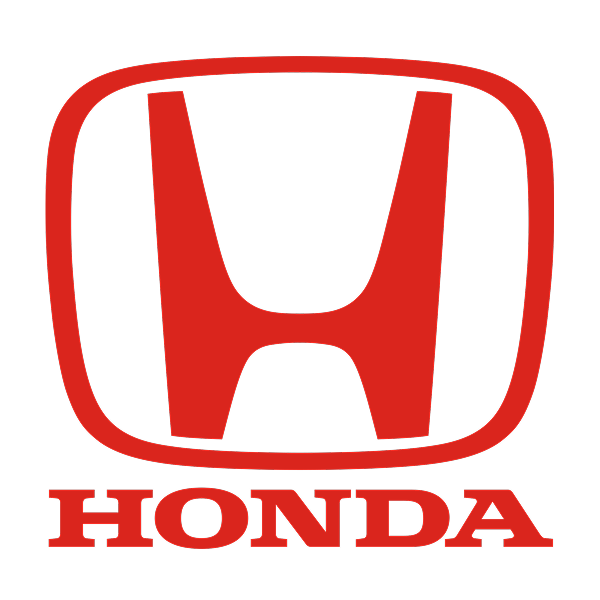 Honda logo with red 'H' inside a red border and the word 'HONDA' in red beneath it on a black background.