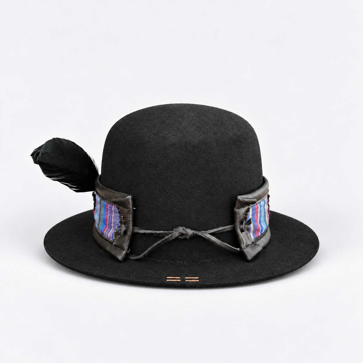 Rear-view black bowler hat with feather-1.png