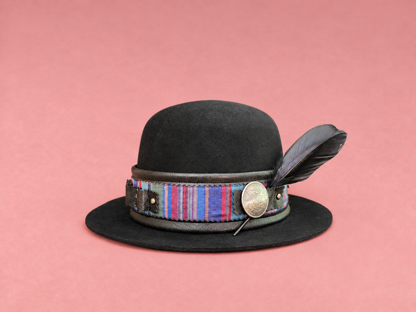 Striped Bowler Hat on Blush Pink.png