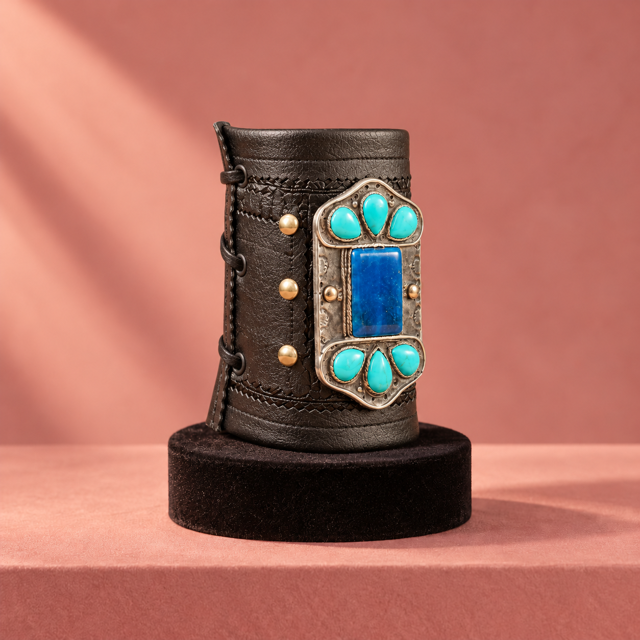 Turquoise and cobalt leather cuff.png