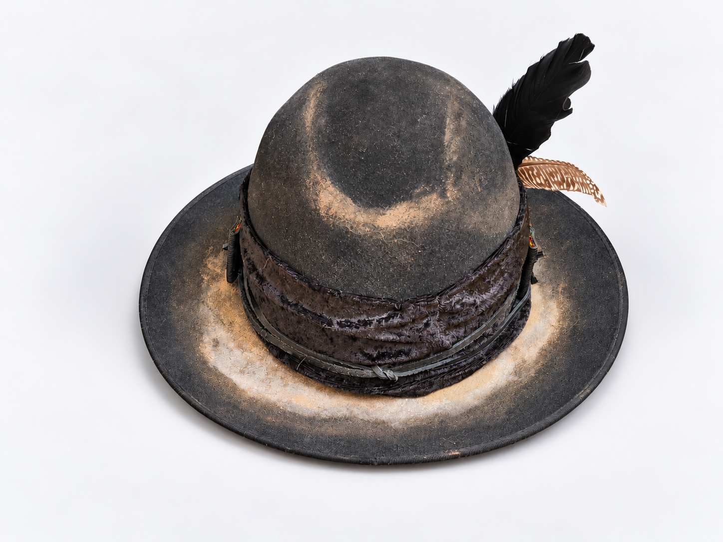 Distressed charcoal western hat with feathers-1.png
