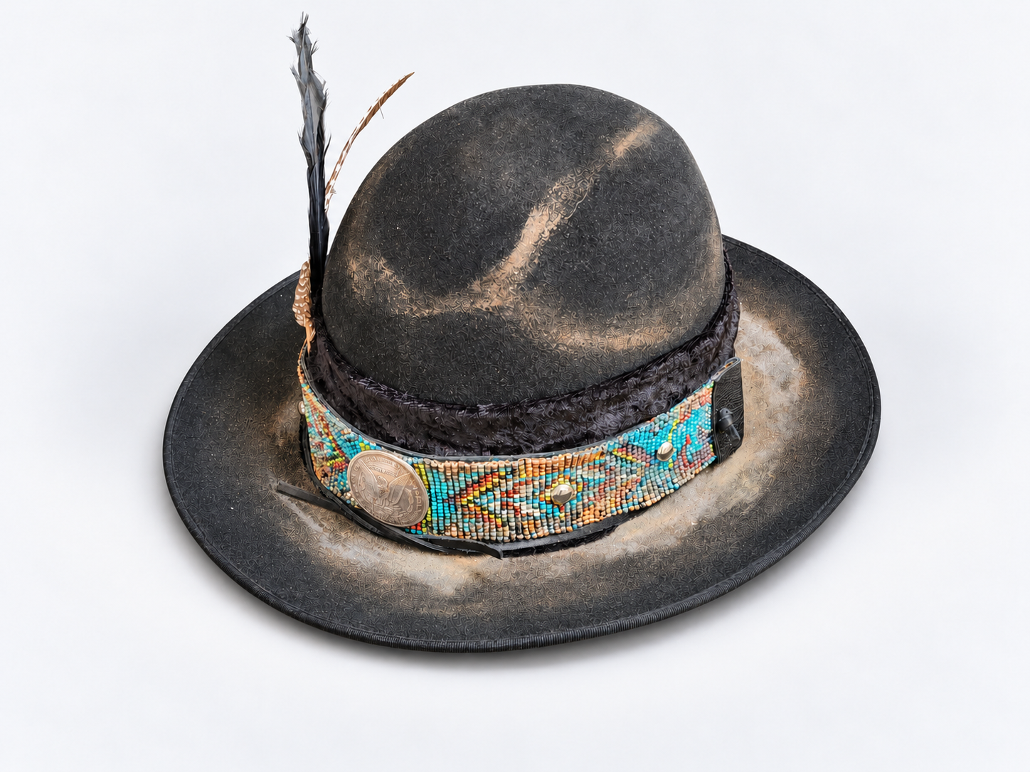 Distressed charcoal western hat with turquoise band-2.png