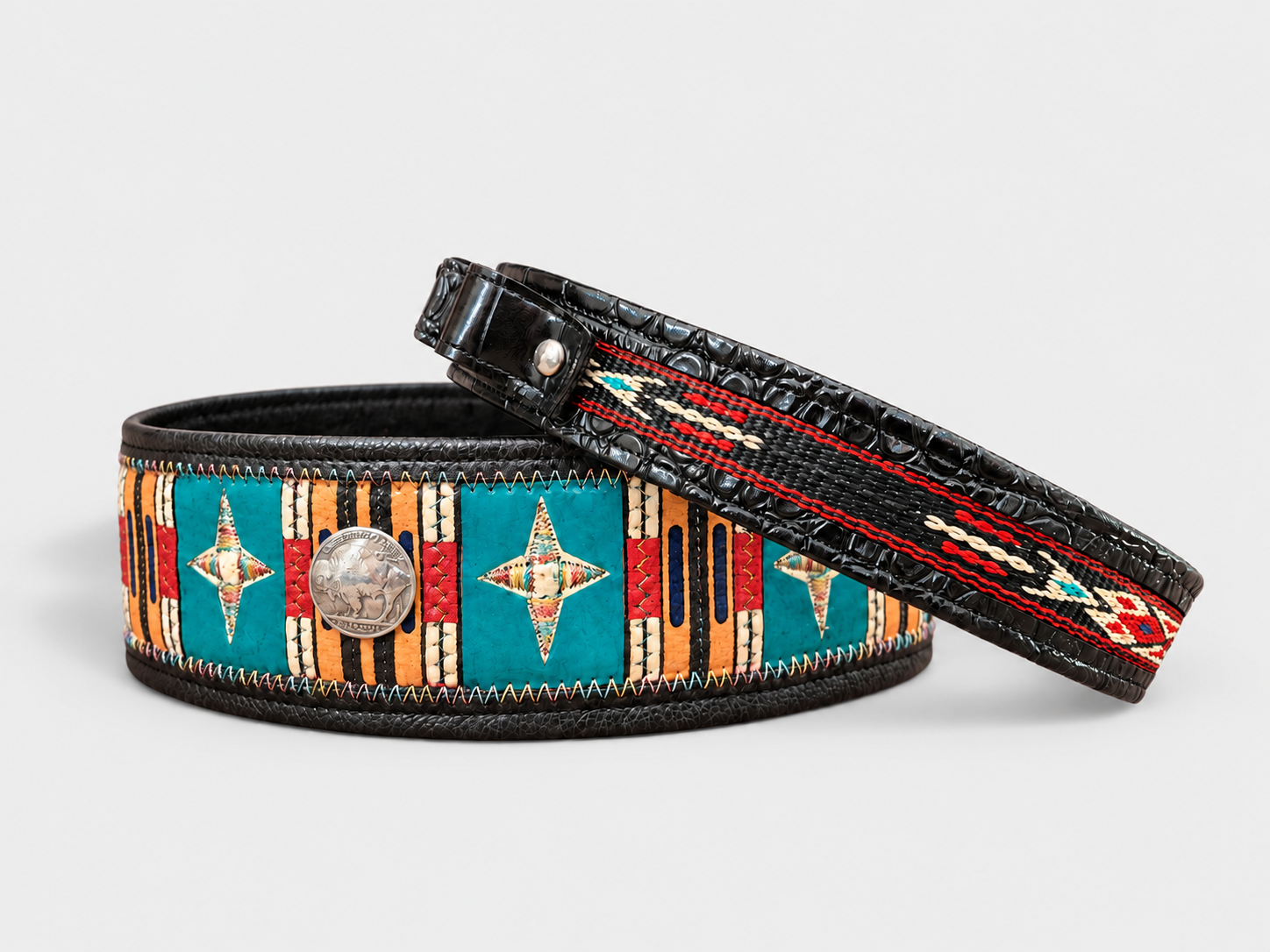 Western belts on a light gray backdrop.png