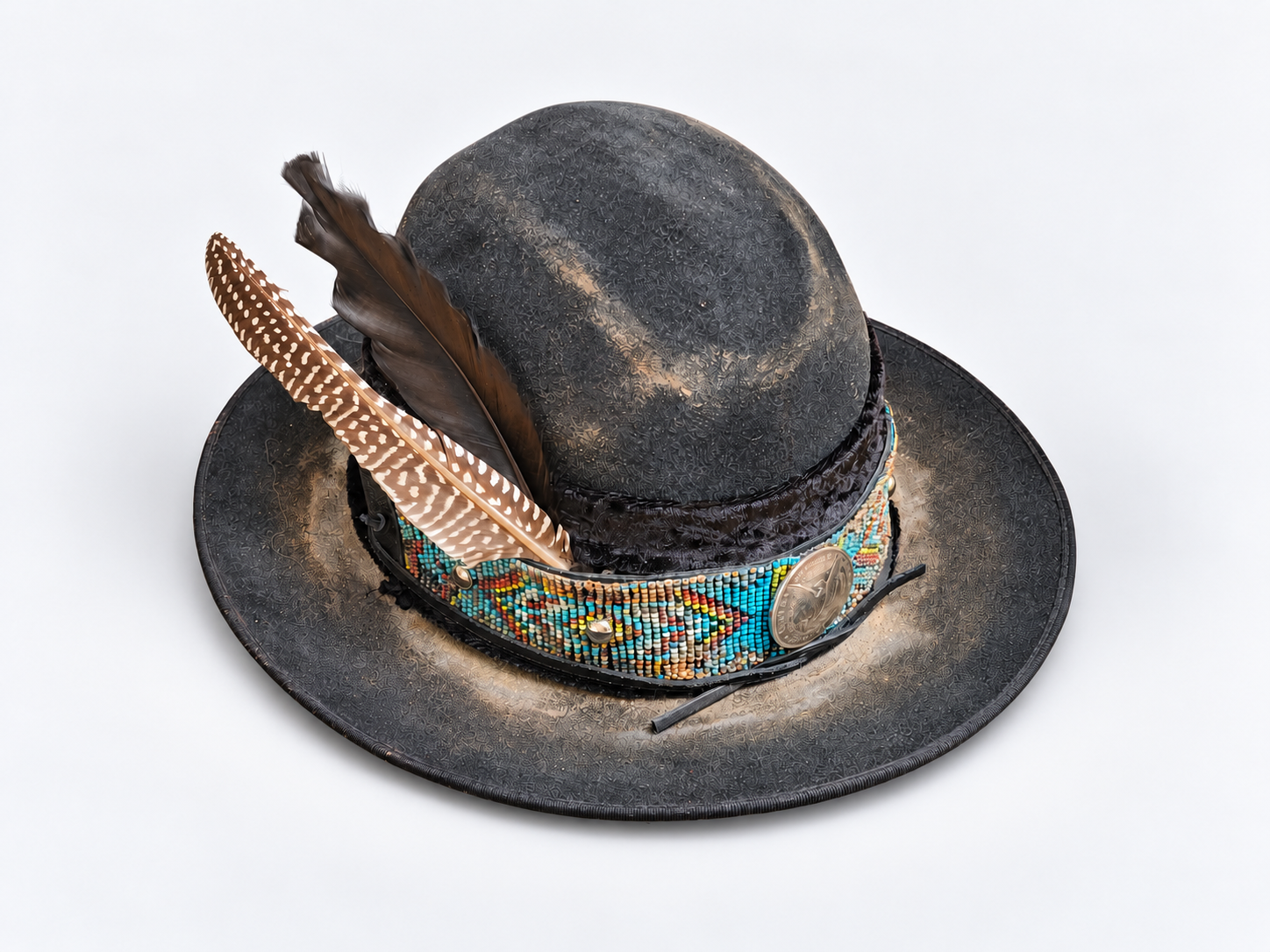 Charcoal western hat with turquoise beadwork-3.png