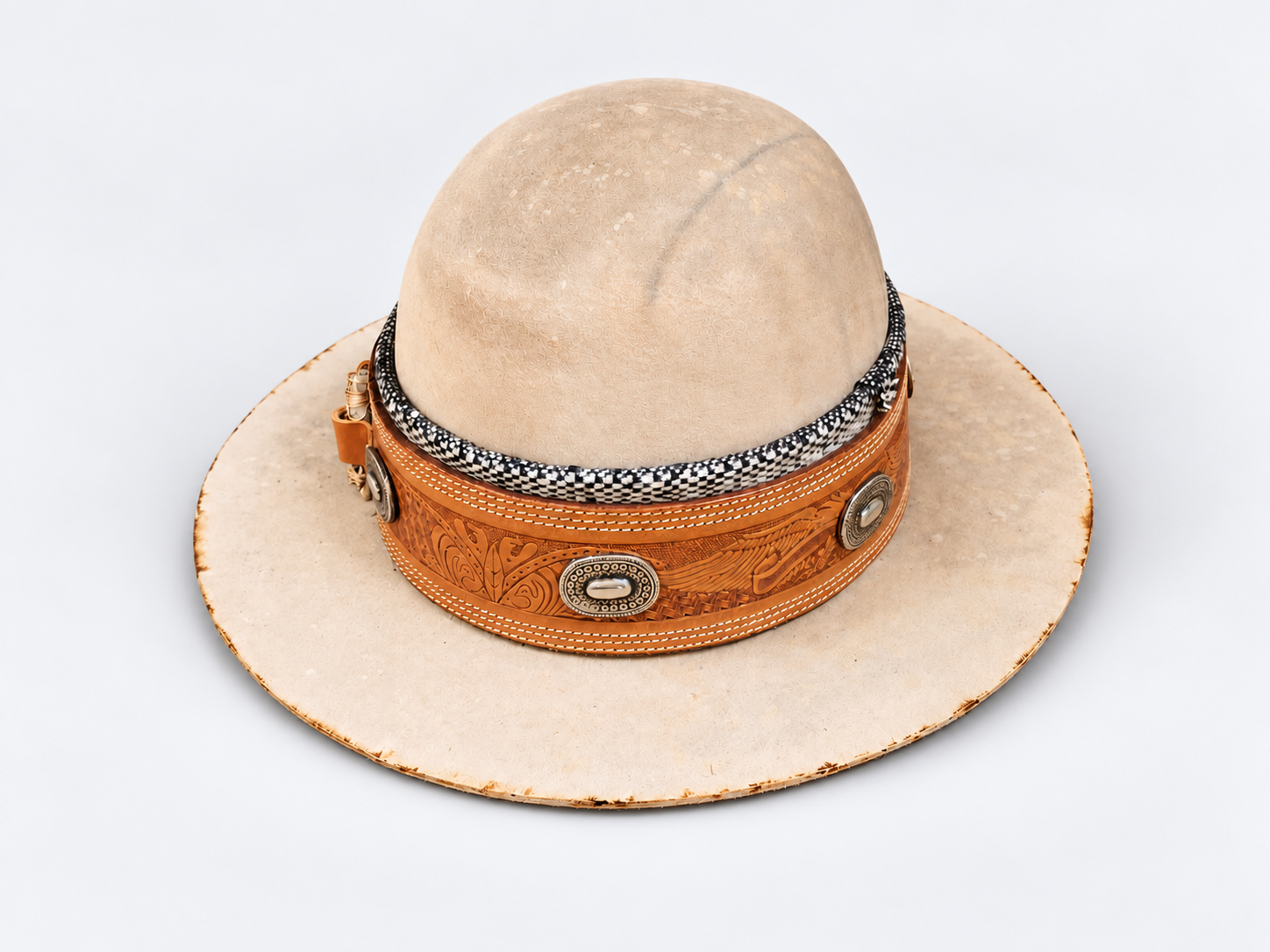 Cream Western Hat with Tooled Leather Band-2.png