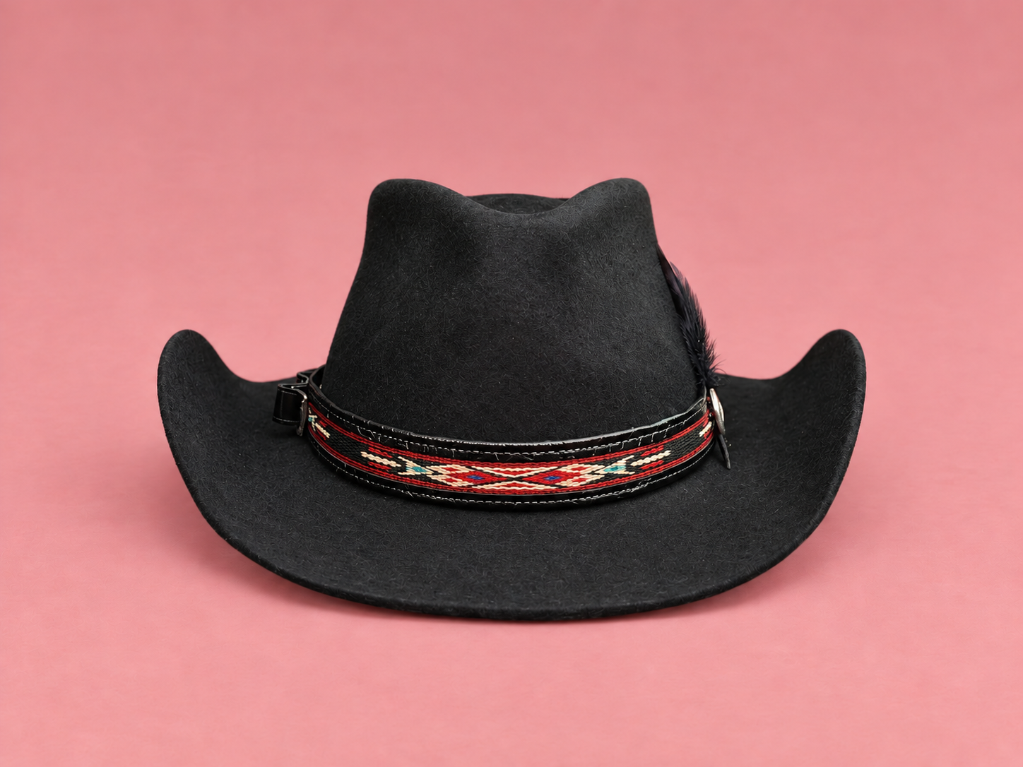 Black cowboy hat with Southwestern band.png