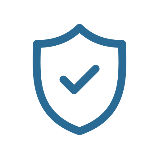 Shield with a checkmark inside, symbolizing security or protection.