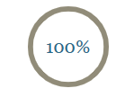 A circular progress indicator showing 100%