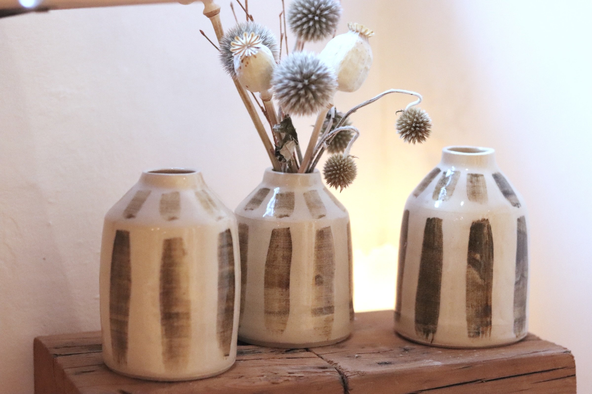 Stoneware Iron Stripe Bud Vase