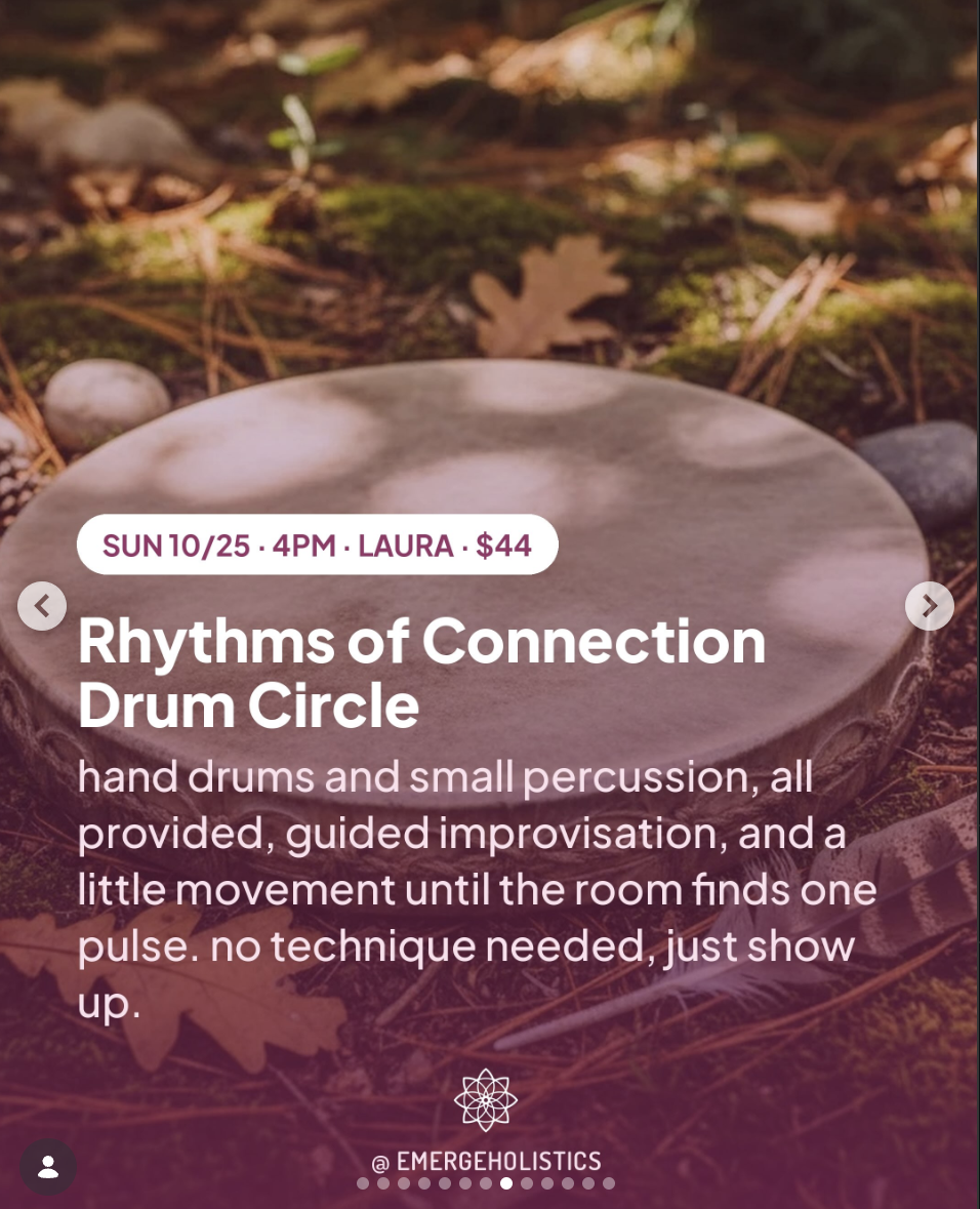 emerge holistics drum circle with laura cerrano 623 Broadway, Massapequa, NY 11758