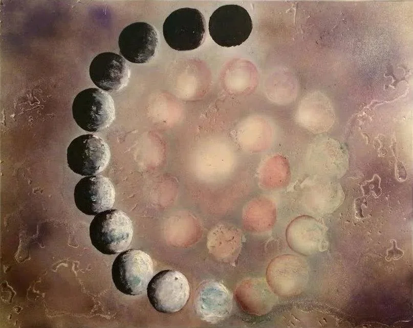 "Cycles", spray paint, oil paint - Laura Cerrano