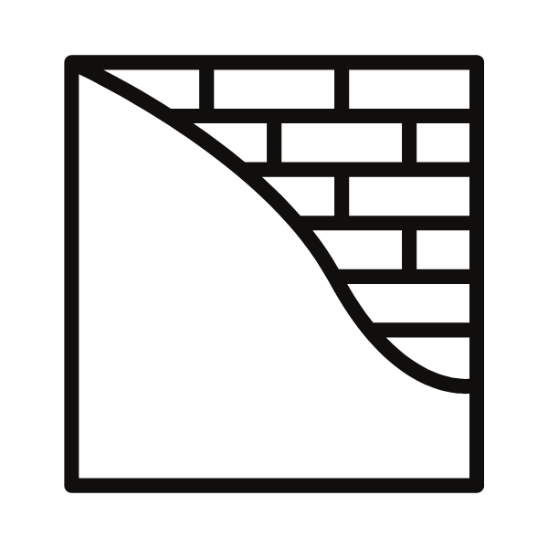 Icone représentant une fenêtre ou une porte avec un motif en briques dans le coin supérieur droit.