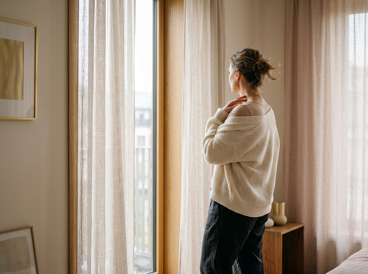 Frau am Fenster, Blick nach draussen