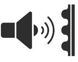 Speaker icon with sound waves and a gear