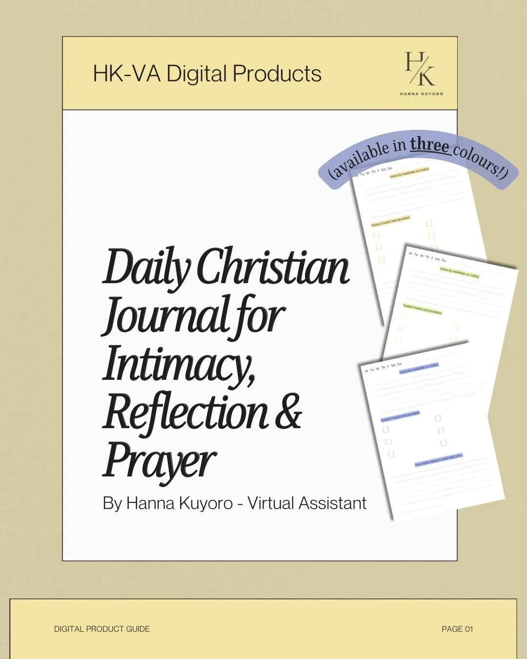 If you&rsquo;re looking for a daily Christian journal to encourage intimacy, reflection and prayer in your daily walk with God, I&rsquo;ve got something for you 😌

&lsquo;Drawing Closer to God&rsquo; is a set of easy-to-use, faith-filled digital jou